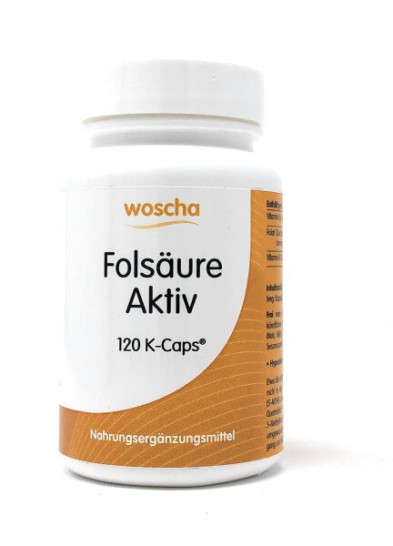 woscha Folsäure Aktiv 120 veg. Embo-CAPS® (21g) (vegan)