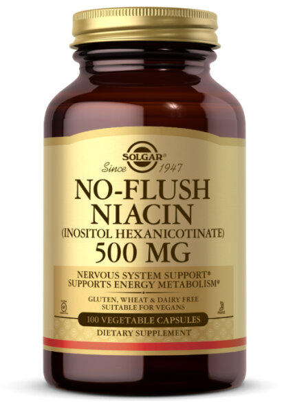 Solgar No-Flush Niacin (Vitamin B3)(Inositol Heaxnicotinat) 500mg 100 veg. Kapseln (vegan)