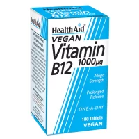 (2er Bundle) HealthAid Vitamin B12 (Cyanocobalamin) 1000µg 100 veg. Tabletten S/R (vegan) | 2x100 Tabletten