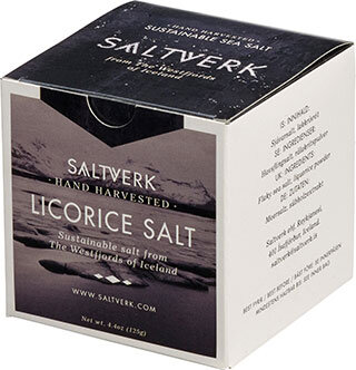 Saltverk Salz Island Lava - Meeersalzflocken mit Aktivkohle gefärbt 125g  Box