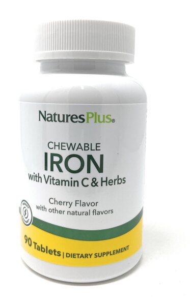 Natures Plus Chewable Iron w/Vitamin C & Herbs (27mg Eisen) 90 Lutsch-Tabletten (143,2g)