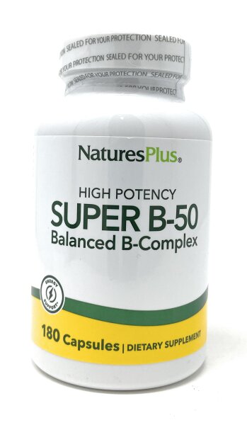 Natures Plus Super B-50 Vitamin B-Komplex 180 veg. Kapseln (129,3g)