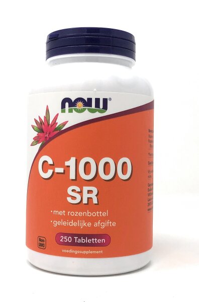 NOW Foods C-1000 SR Vitamin C zeitverzoegert mit Hagebutte 250 Tabletten (vegan)