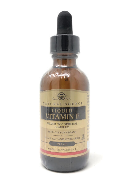 Solgar Liquid Vitamin E Mixed Tocopherol Complex 59,2 ml (2 fl.oz.) Tropfflasche (vegan)